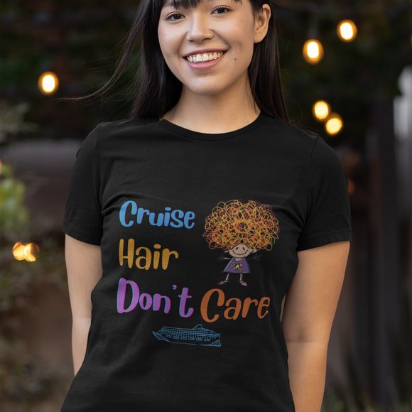 Cruise Hair Don't Care Unisex Jersey Short Sleeve V-Neck Tee - Picture 1 of 4